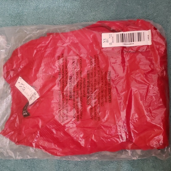 NWT New York & Company V-Neck Bell Sleeve Sweater in Color Pouring Red.Large. - Picture 2 of 7